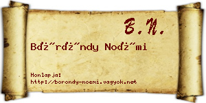 Böröndy Noémi névjegykártya